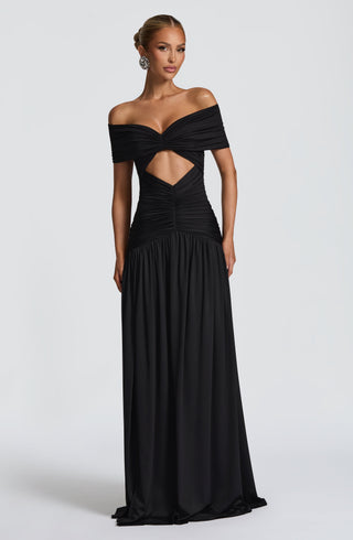 DIA Kathryn Maxi Dress Slinky Jersey Strapless Bardot Black