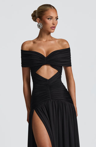 DIA Kathryn Maxi Dress Slinky Jersey Strapless Bardot Black