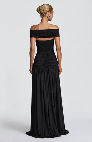 DIA Kathryn Maxi Dress Slinky Jersey Strapless Bardot Black