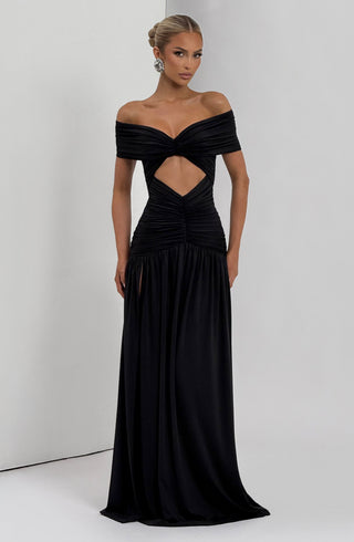 DIA Kathryn Maxi Dress Slinky Jersey Strapless Bardot Black