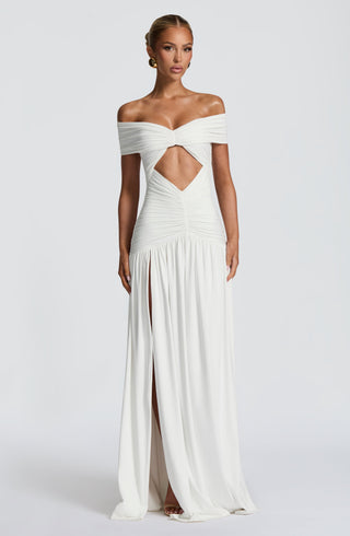 DIA Kathryn Maxi Dress Strapless Bardot Ruched Bodice White