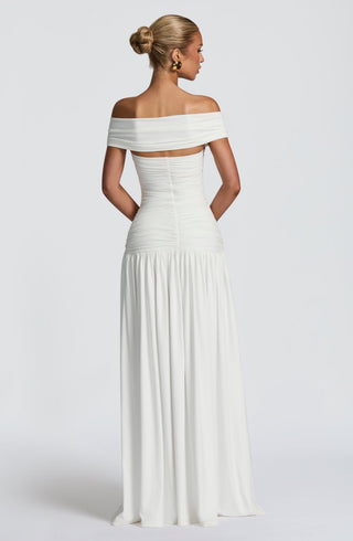 DIA Kathryn Maxi Dress Strapless Bardot Ruched Bodice White