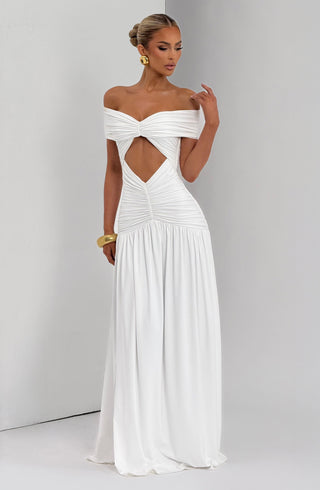 DIA Kathryn Maxi Dress Strapless Bardot Ruched Bodice White