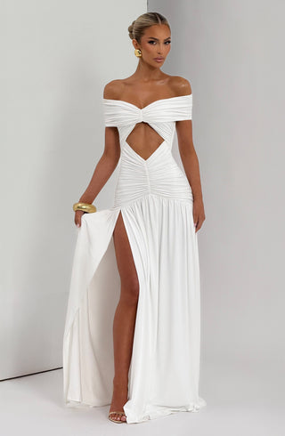 DIA Kathryn Maxi Dress Strapless Bardot Ruched Bodice White