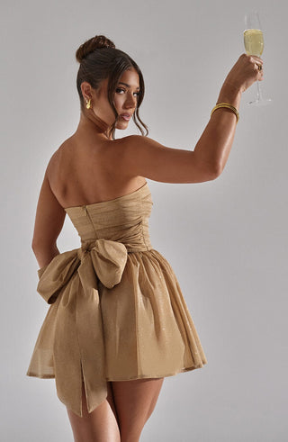 L.F Katrina Mini Dress Strapless Corset Gold Sparkle