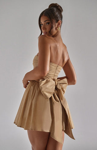 L.F Katrina Mini Dress Strapless Corset Gold Sparkle