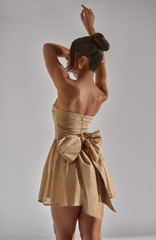 L.F Katrina Mini Dress Strapless Corset Gold Sparkle