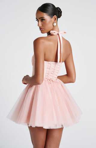 M.T Keely Mini Dress Tulle Skirt Soft Peach
