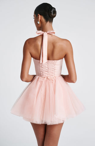 M.T Keely Mini Dress Tulle Skirt Soft Peach