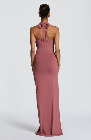DIA Kingsley Maxi Dress Stretch Slinky Jersey Rose Brown