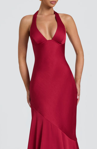 M.T Kirsten Gown Textured Satin Underwired Plunge Berry