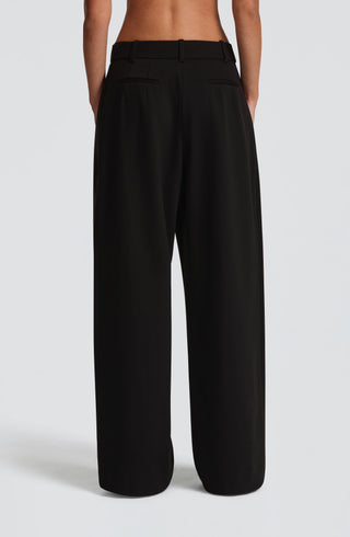 S.M Kirsty Tailored Wide-Leg Suited Pants Mid-Rise Black