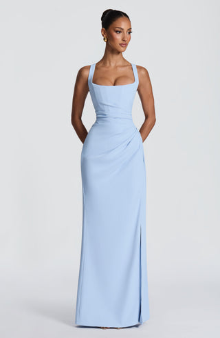R.F Laleh Maxi Dress Corset Bodice Glacier Blue
