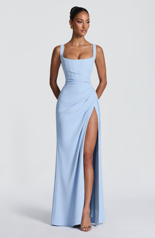 R.F Laleh Maxi Dress Corset Bodice Glacier Blue