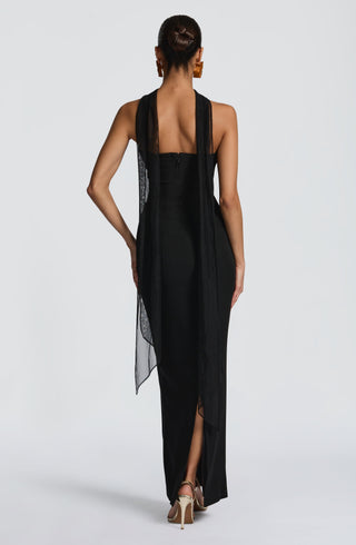R.F Lindsey Maxi Dress Non-Stretch Crepe Strapless Black