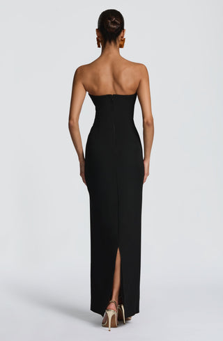R.F Lindsey Maxi Dress Non-Stretch Crepe Strapless Black