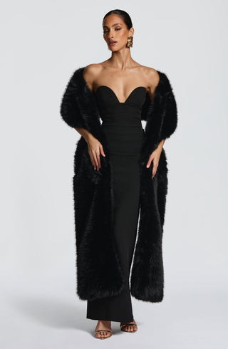 R.F Lindsey Maxi Dress Non-Stretch Crepe Strapless Black