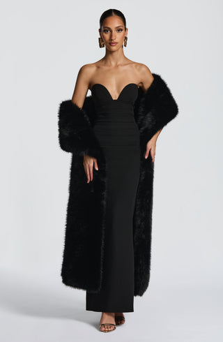 R.F Lindsey Maxi Dress Non-Stretch Crepe Strapless Black