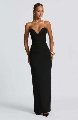 R.F Lindsey Maxi Dress Non-Stretch Crepe Strapless Black