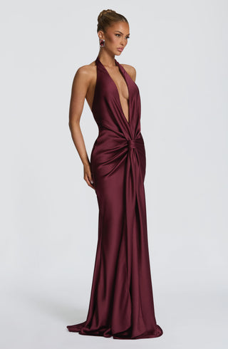 M.T Linette Gown Dress Textured Satin Cherry Lacquer
