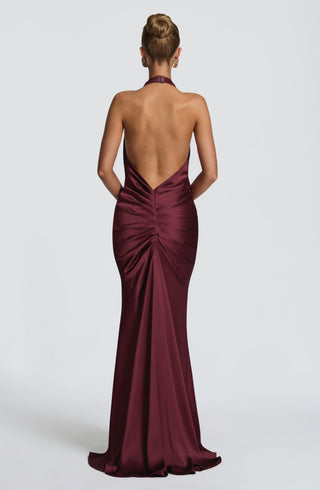 M.T Linette Gown Dress Textured Satin Cherry Lacquer