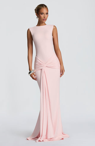 DIA Lorenza Maxi Dress Slinky Jersey High Neck Blush