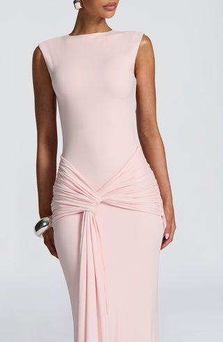 DIA Lorenza Maxi Dress Slinky Jersey High Neck Blush