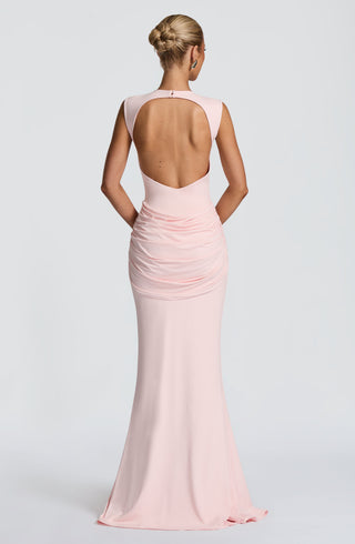 DIA Lorenza Maxi Dress Slinky Jersey High Neck Blush