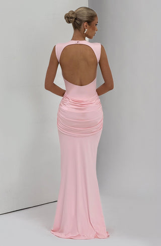 DIA Lorenza Maxi Dress Slinky Jersey High Neck Blush