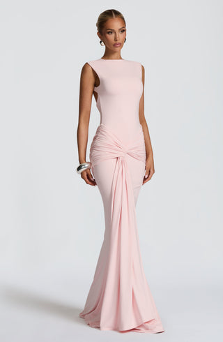 DIA Lorenza Maxi Dress Slinky Jersey High Neck Blush