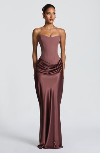 M.T Maggie Maxi Dress Corset Bodice Dusty Rose