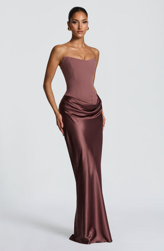 M.T Maggie Maxi Dress Corset Bodice Dusty Rose
