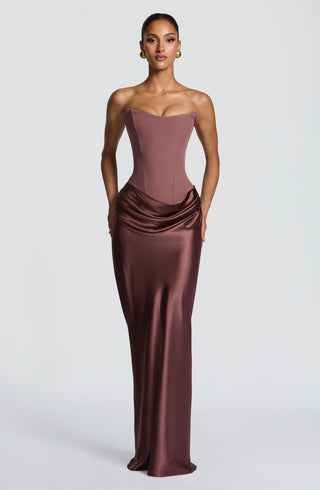 M.T Maggie Maxi Dress Corset Bodice Dusty Rose