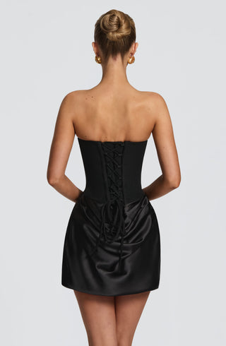 M.T Maggie Mini Dress Crepe Corset Bodice Black