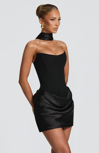 M.T Maggie Mini Dress Crepe Corset Bodice Black