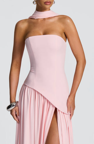 DIA Maliyah Maxi Dress Crepe Bodice Chiffon Skirt Blush