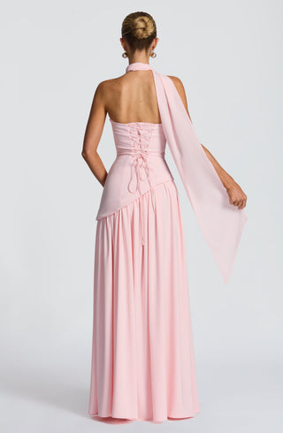 DIA Maliyah Maxi Dress Crepe Bodice Chiffon Skirt Blush