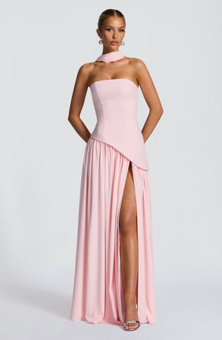 DIA Maliyah Maxi Dress Crepe Bodice Chiffon Skirt Blush