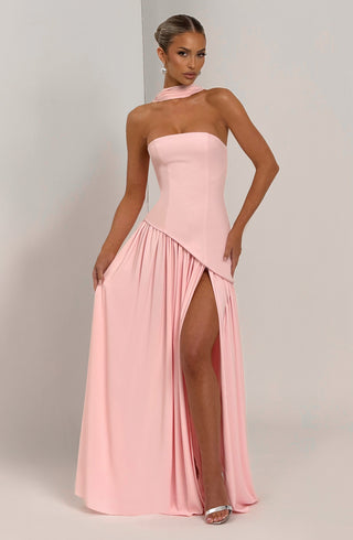 DIA Maliyah Maxi Dress Crepe Bodice Chiffon Skirt Blush