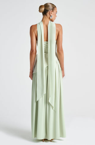 DIA Maliyah Maxi Dress Strapless Crepe With Chiffon Scarf Mint