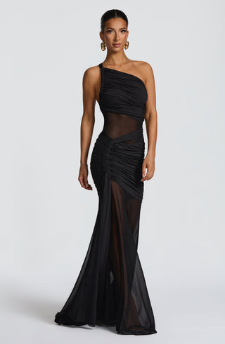 DIA Marianne Maxi Dress Slinky Jersey Mesh Black
