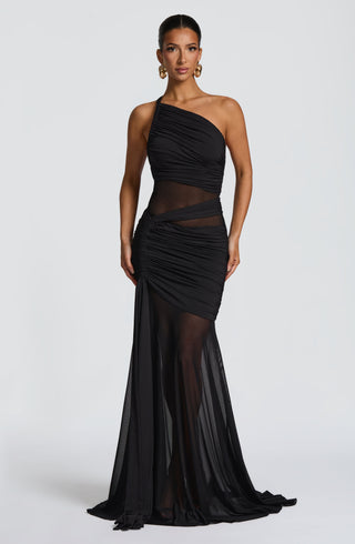 DIA Marianne Maxi Dress Slinky Jersey Mesh Black