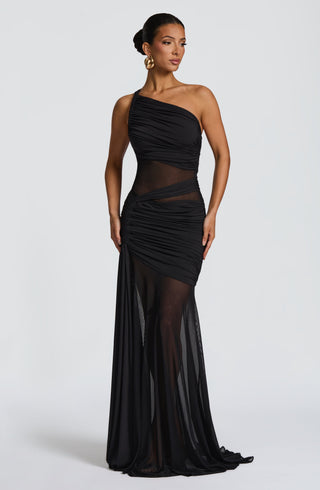 DIA Marianne Maxi Dress Slinky Jersey Mesh Black