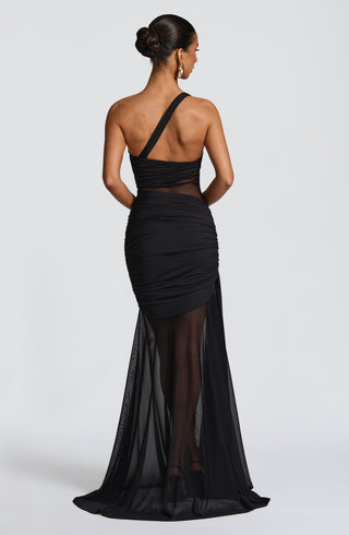 DIA Marianne Maxi Dress Slinky Jersey Mesh Black