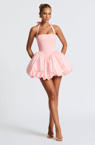 S.M Maricia Mini Dress Cotton Voile Square Halter Blush