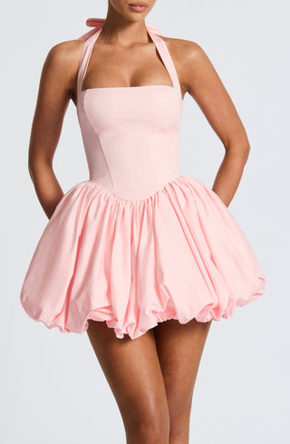 S.M Maricia Mini Dress Cotton Voile Square Halter Blush