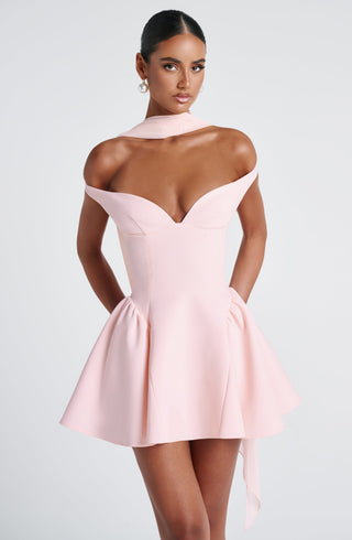 R.F Marla Mini Dress Non-Stretch Crepe Tulle Skirt Blush