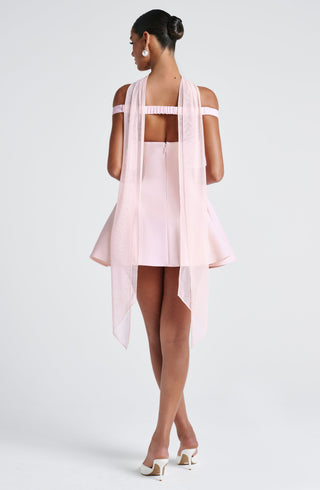 R.F Marla Mini Dress Non-Stretch Crepe Tulle Skirt Blush