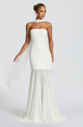 S.M Merritt Gown Strapless Stretch Crepe Maxi Dress Ivory