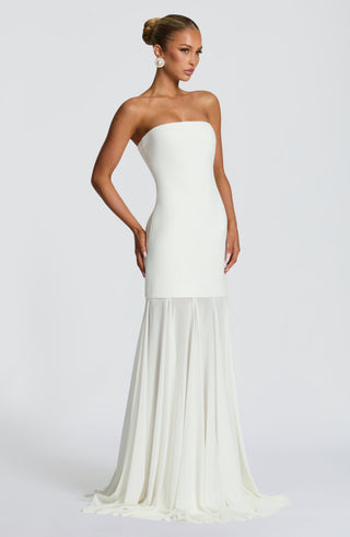 S.M Merritt Gown Strapless Stretch Crepe Maxi Dress Ivory